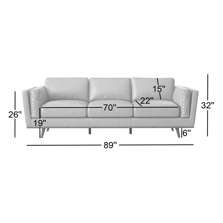 Cognac Tufted Genuine Italian Leather 89'' Sofa