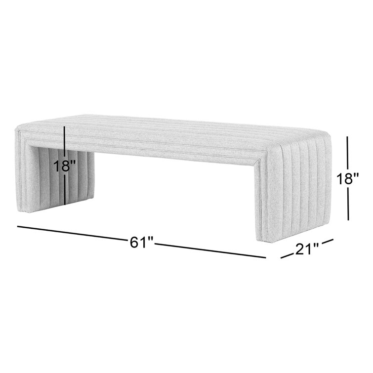 Contemporary Beige Upholstered Storage Bench 61"