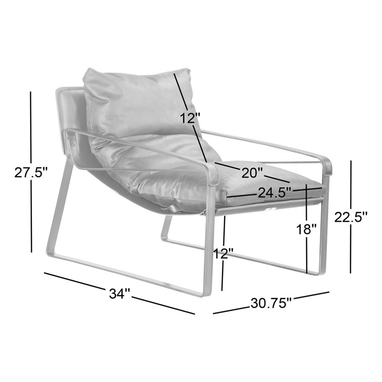 Tan Bonded Leather Accent Chair with Iron Frame