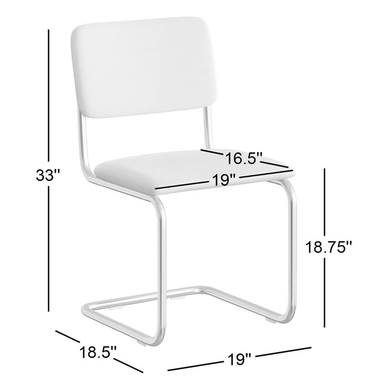 Black Linen Upholstered Dining Chairs with Chrome Legs, Set of 2