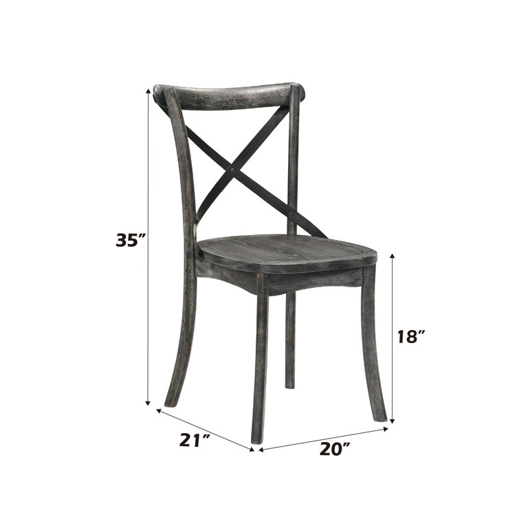 Rustic Gray High-Back Cross-Back Wooden Side Chair