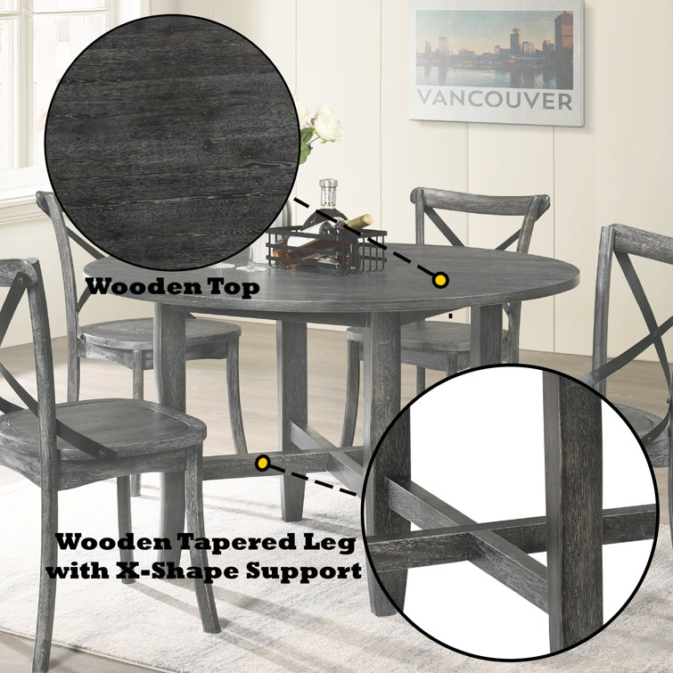 Gray Round Reclaimed Wood Farmhouse Dining Table