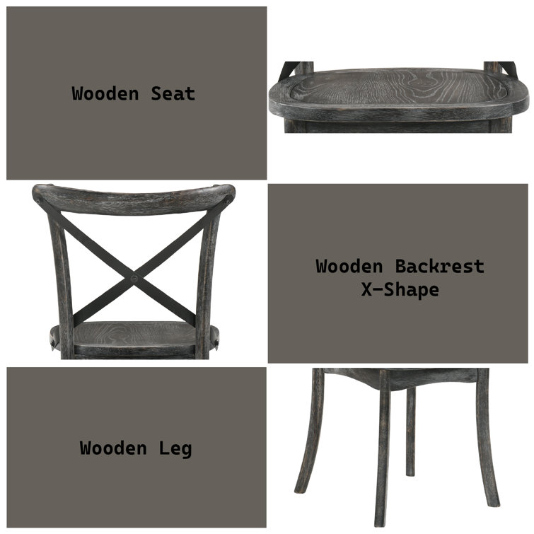 Rustic Gray High-Back Cross-Back Wooden Side Chair