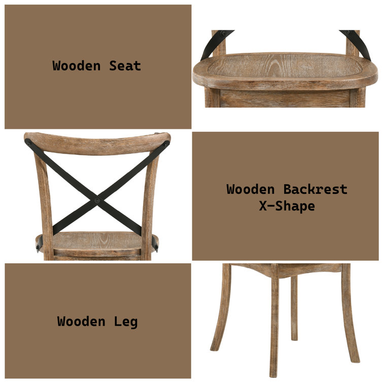 Rustic Oak High Cross Back Side Chair