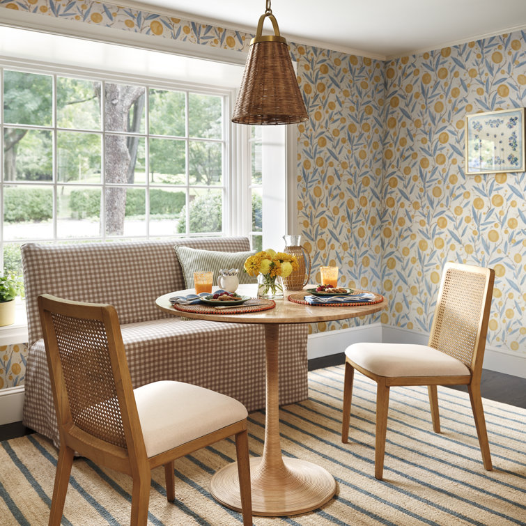 Burnished Brass and Blonde Rattan Conical Pendant Light