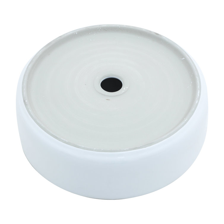 16" White Round Ceramic Vessel Bathroom Sink