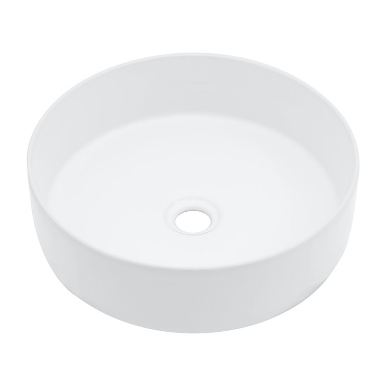 16" White Round Ceramic Vessel Bathroom Sink
