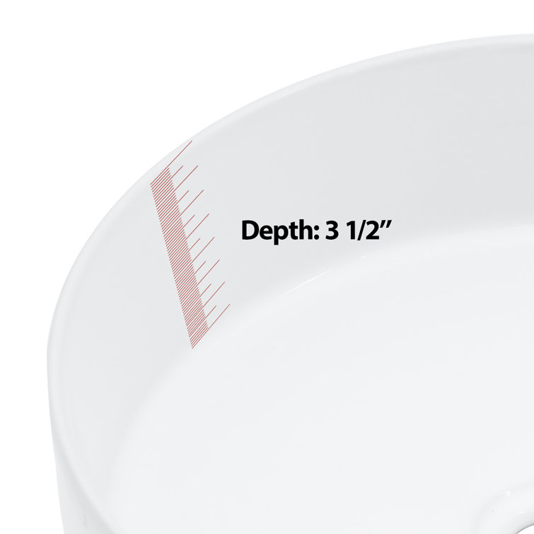 16" White Round Ceramic Vessel Bathroom Sink