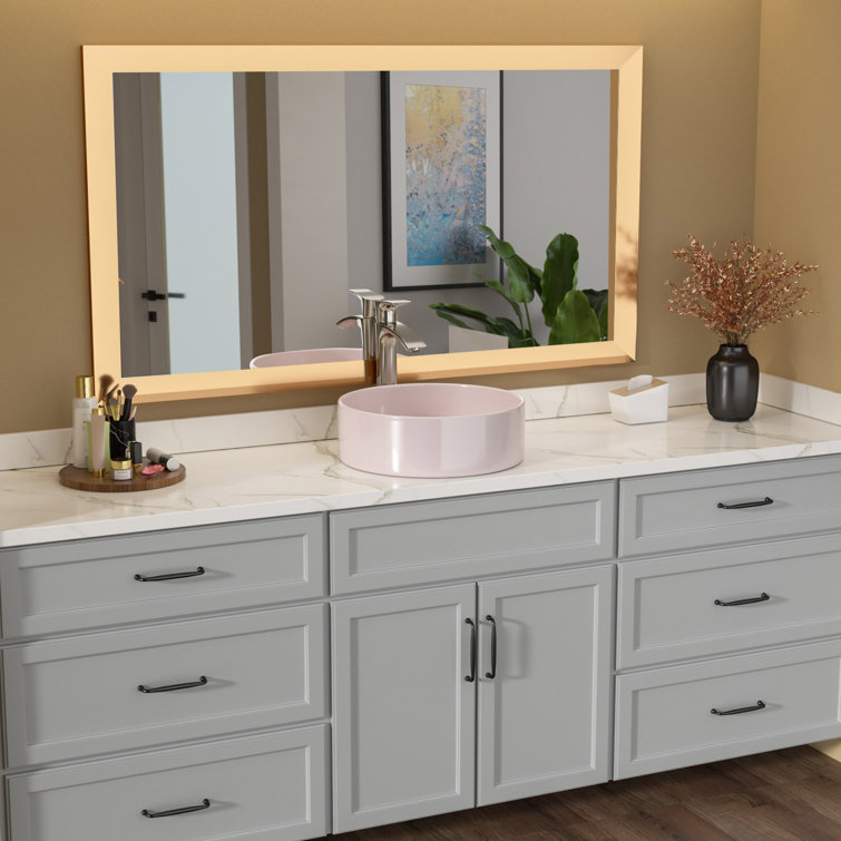 16" Pink Round Ceramic Vessel Bathroom Sink
