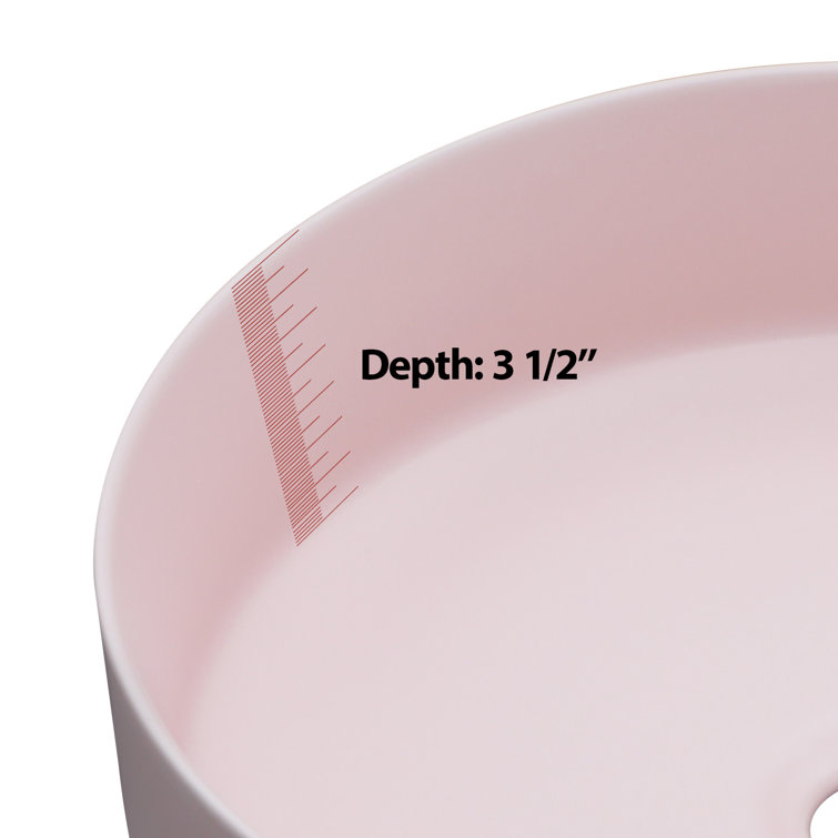 16" Pink Round Ceramic Vessel Bathroom Sink