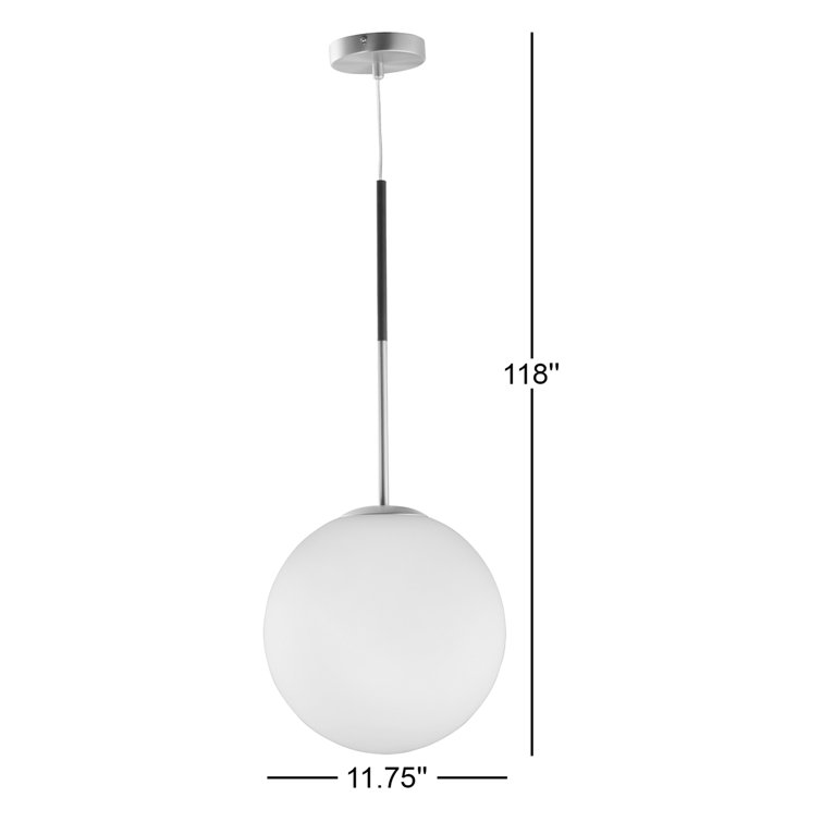 Vesper Satin Brass & Black Globe Pendant with Dimmable White Glass Shade