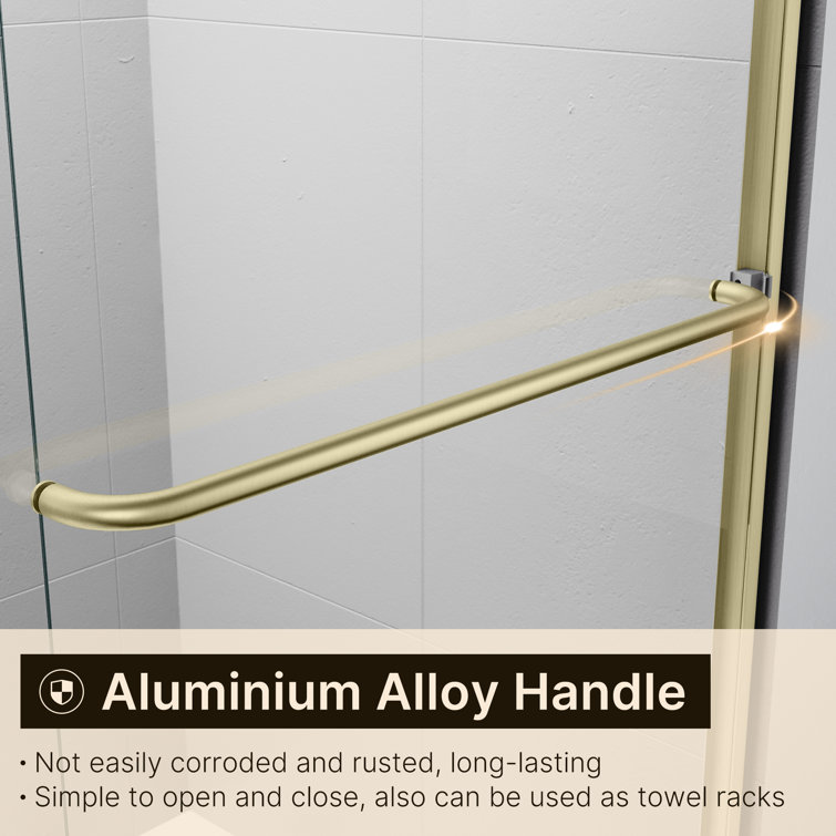 Elegant Brushed Gold Semi-Frameless Sliding Shower Door with Clear Tempered Glass