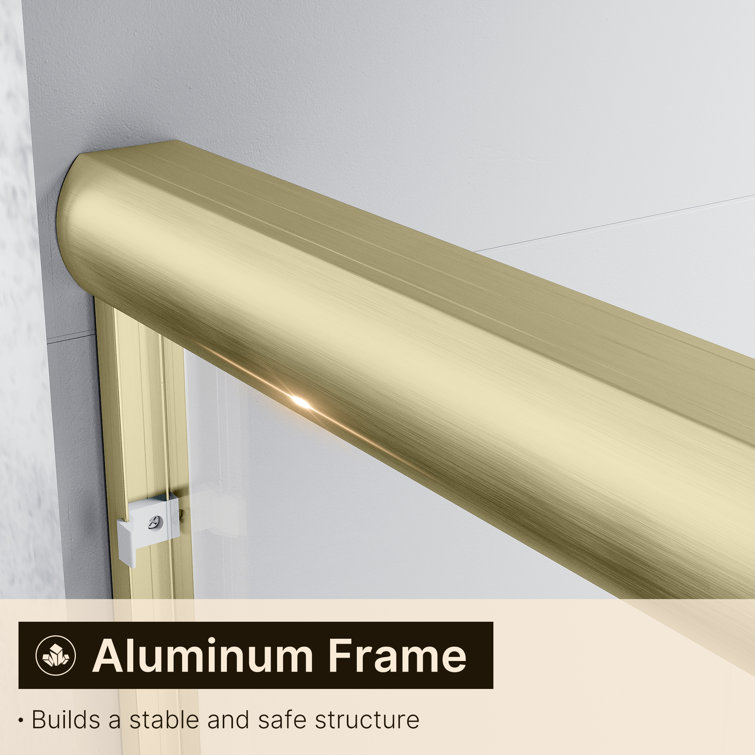 Elegant Brushed Gold Semi-Frameless Sliding Shower Door with Clear Tempered Glass