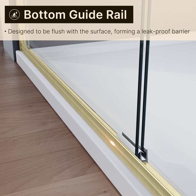 Elegant Brushed Gold Semi-Frameless Sliding Shower Door with Clear Tempered Glass