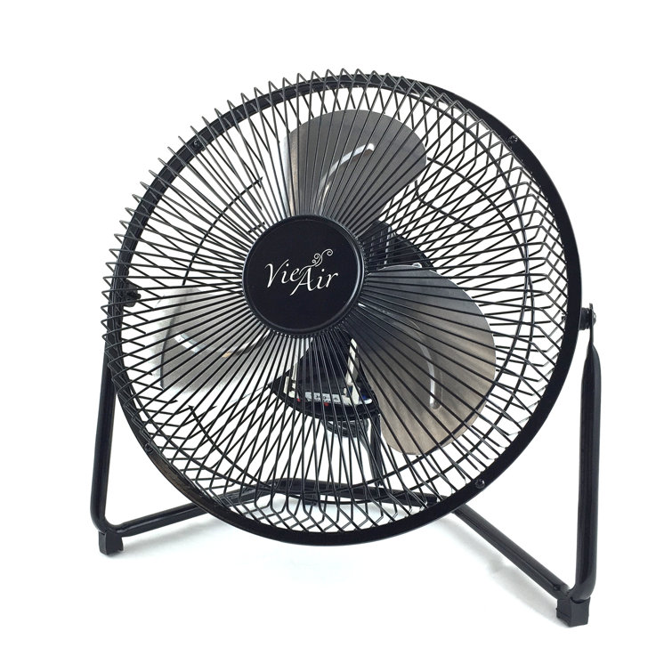 Compact 9" Black Metal High-Velocity Desk & Floor Fan with 3-Speed Tilt Control