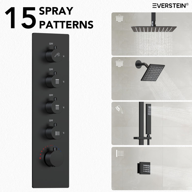 Matte Black Dual Shower System with Adjustable Body Jets