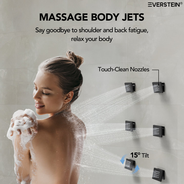 Matte Black Dual Shower System with Adjustable Body Jets