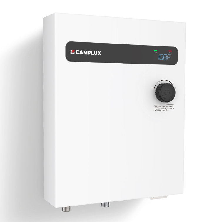 Camplux 18kW White Electric Tankless Water Heater with Digital Display