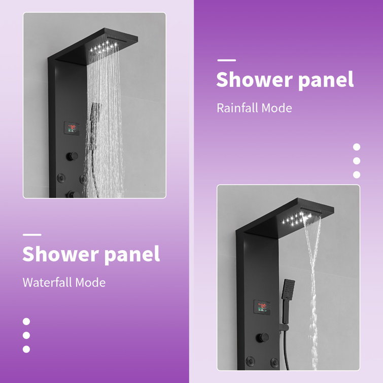 Matte Black 59'' Multi-Function Shower Panel System