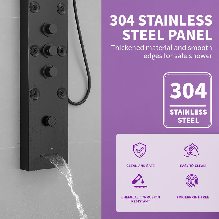 Matte Black 59'' Multi-Function Shower Panel System