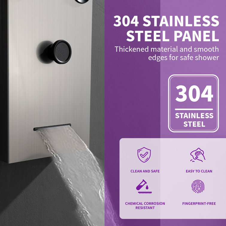Black Nickel 5-Jet Rainfall Shower Panel System with Handheld Shower