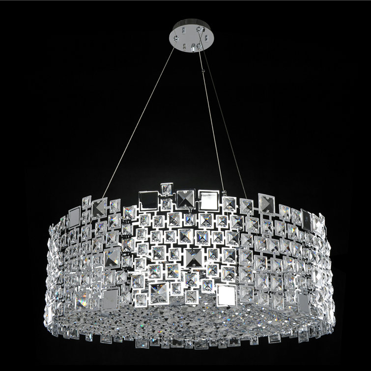 Chrome Crystal Drum 12-Light Chandelier