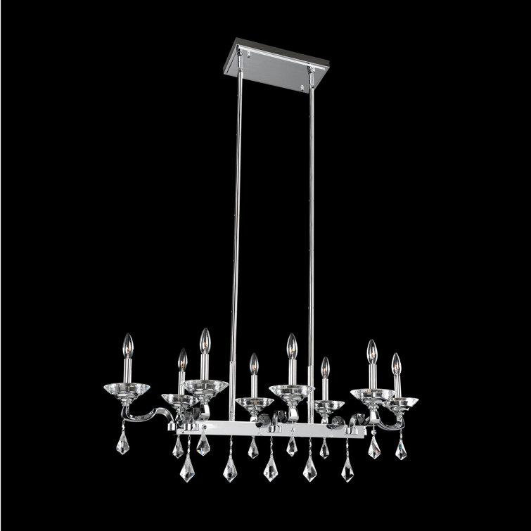 Cosimo Chrome and Crystal 8-Light Kitchen Island Pendant