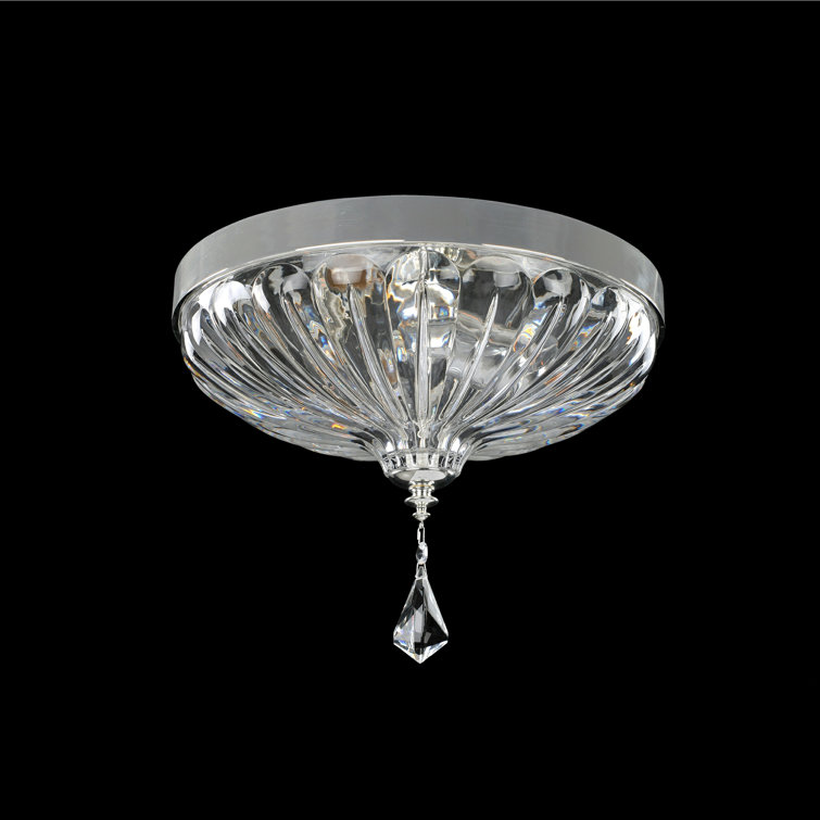 13" Two-Tone Silver Crystal Flush Mount Ceiling Light