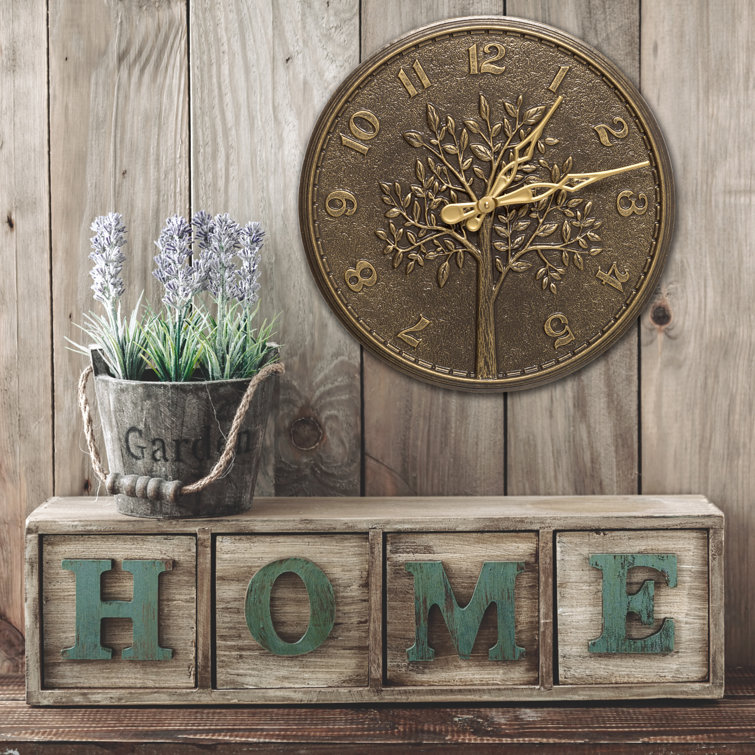 French Bronze 16" Aluminum Tree of Life Wall Clock