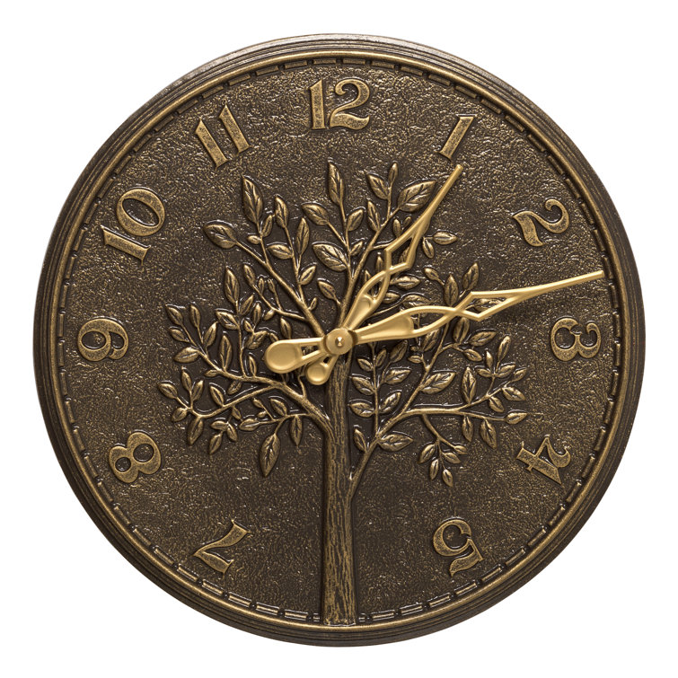French Bronze 16" Aluminum Tree of Life Wall Clock