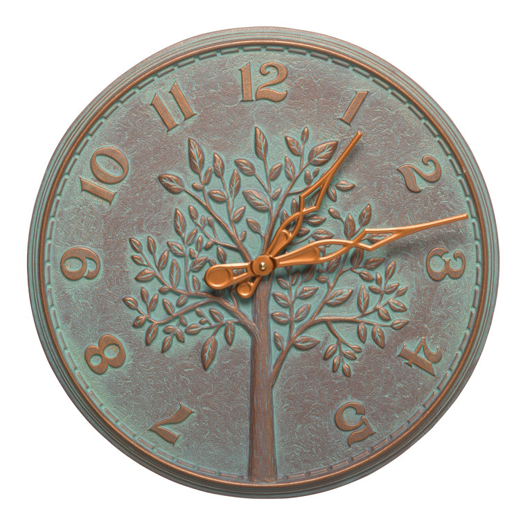 Copper Verdigris Aluminum Tree of Life 16" Wall Clock