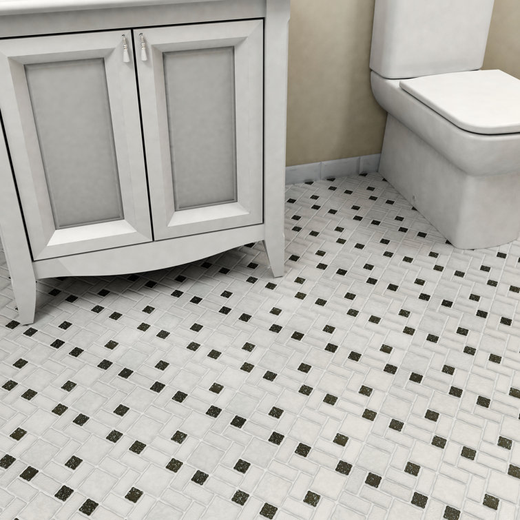 Academy 12" x 12" Black and White Porcelain Mosaic Tile