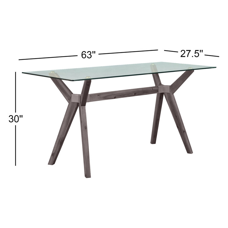 Gray Glass and Acacia Wood Writing Desk