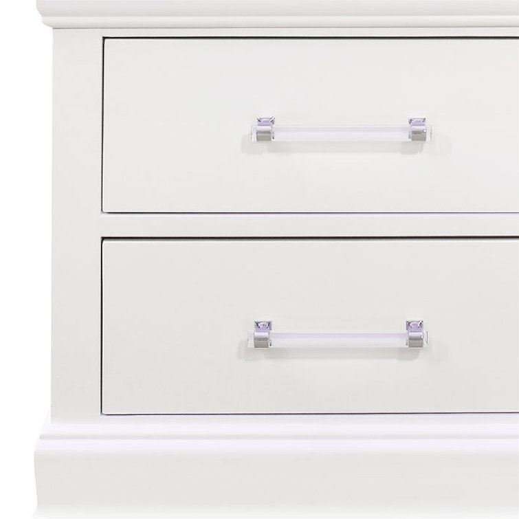 Charlie White Acrylic-Handled 2-Drawer Nightstand with LED
