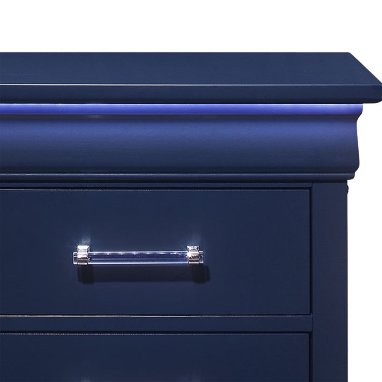 Charlie Blue Wood 2-Drawer Nightstand with Acrylic Handles