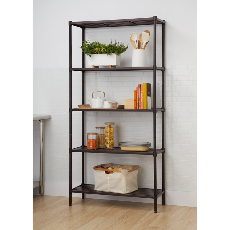 EcoStorage 5-Tier Black Adjustable Slat Wire Shelving Unit