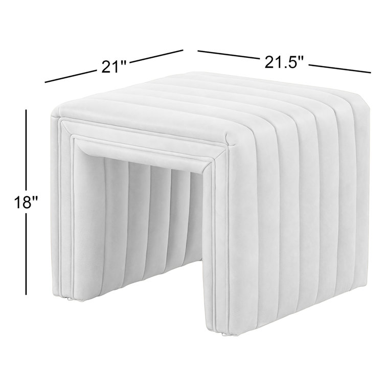 Deacon Wolf Genuine Leather Tufted Ottoman with Solid Wood Frame