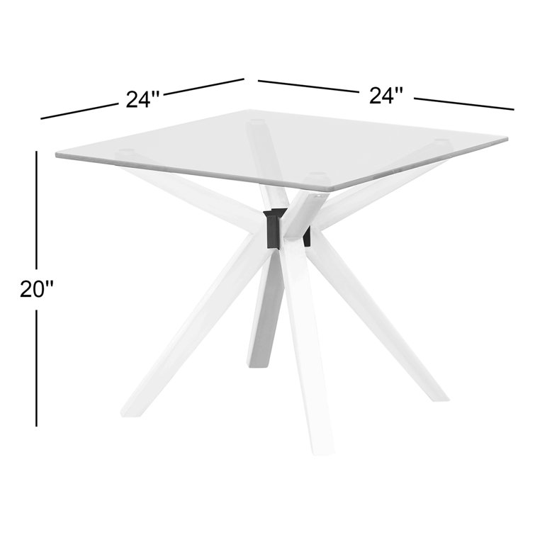 Walter White Acacia Pedestal End Table with Clear Glass Top