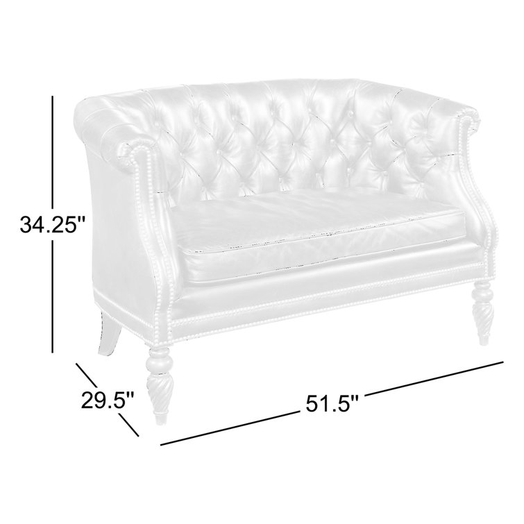 Century Black Genuine Leather Tufted Settee