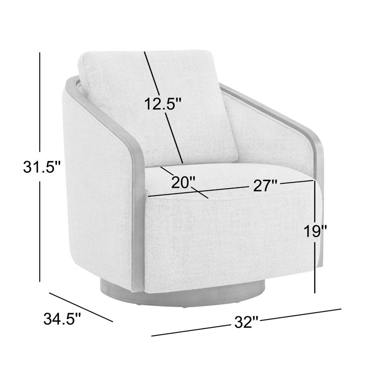 Gray Heathered Tweed Swivel Barrel Chair with Wood Frame