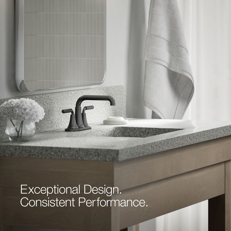 Matte Black Two-Handle Centerset Bathroom Faucet