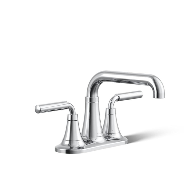 Sleek Polished Chrome Centerset Bathroom Faucet with Dual Lever Handles