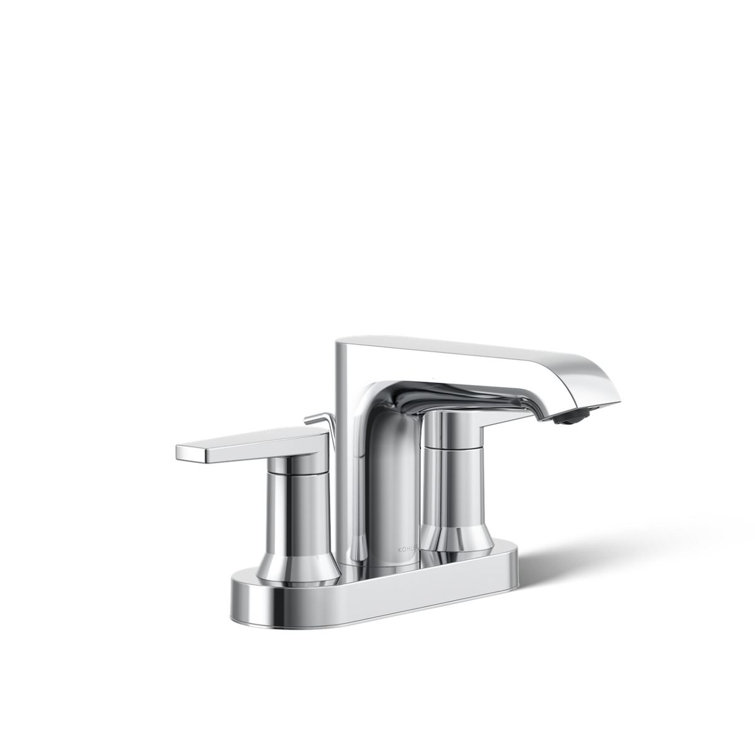 Polished Chrome Two-Handle Bathroom Sink Faucet with Pop-Up Drain