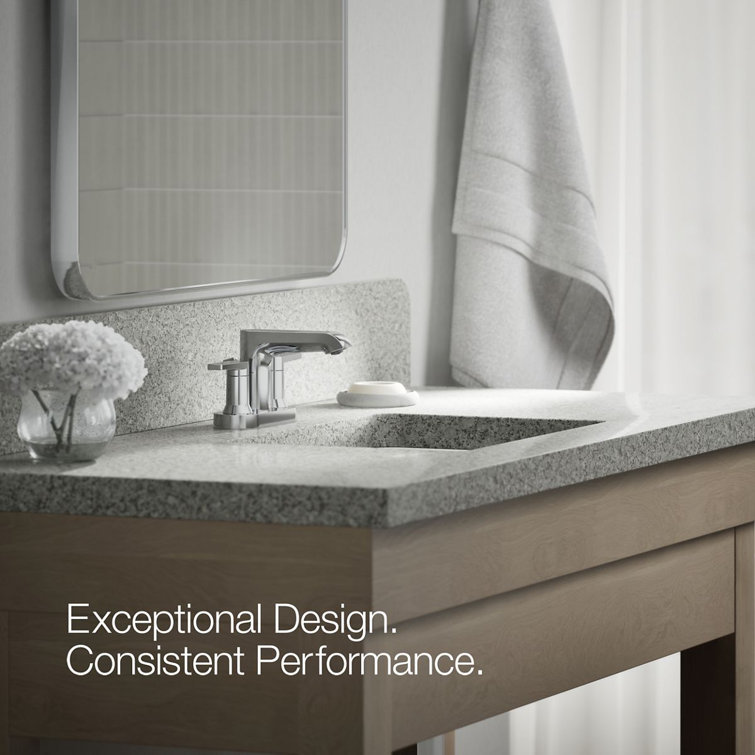 Polished Chrome Two-Handle Bathroom Sink Faucet with Pop-Up Drain