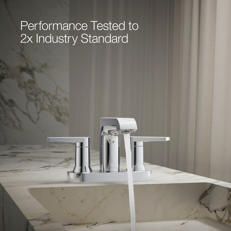 Polished Chrome Two-Handle Bathroom Sink Faucet with Pop-Up Drain