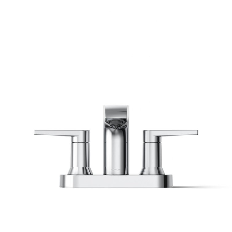 Polished Chrome Two-Handle Bathroom Sink Faucet with Pop-Up Drain