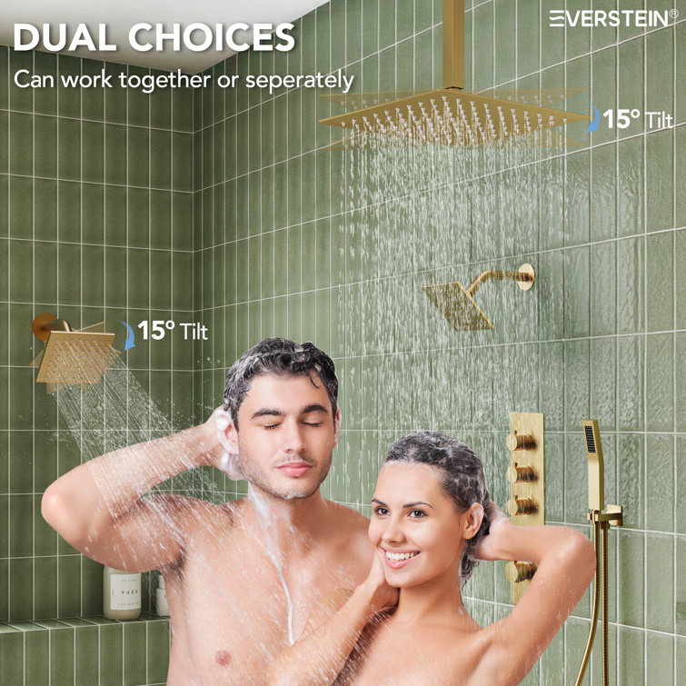 Brushed Gold Multi-Head Stainless Steel Shower System