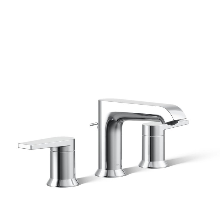 Polished Chrome Minimalist Widespread Bathroom Faucet with Pop-Up Drain