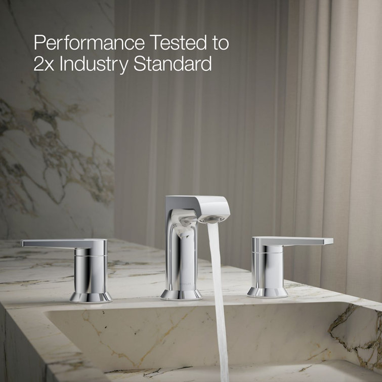 Polished Chrome Minimalist Widespread Bathroom Faucet with Pop-Up Drain