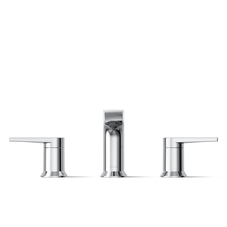 Polished Chrome Minimalist Widespread Bathroom Faucet with Pop-Up Drain